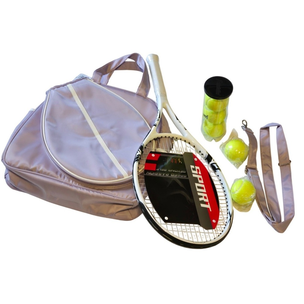 Tennis Bag Set Racket Balls Pink Travel Sport Kit